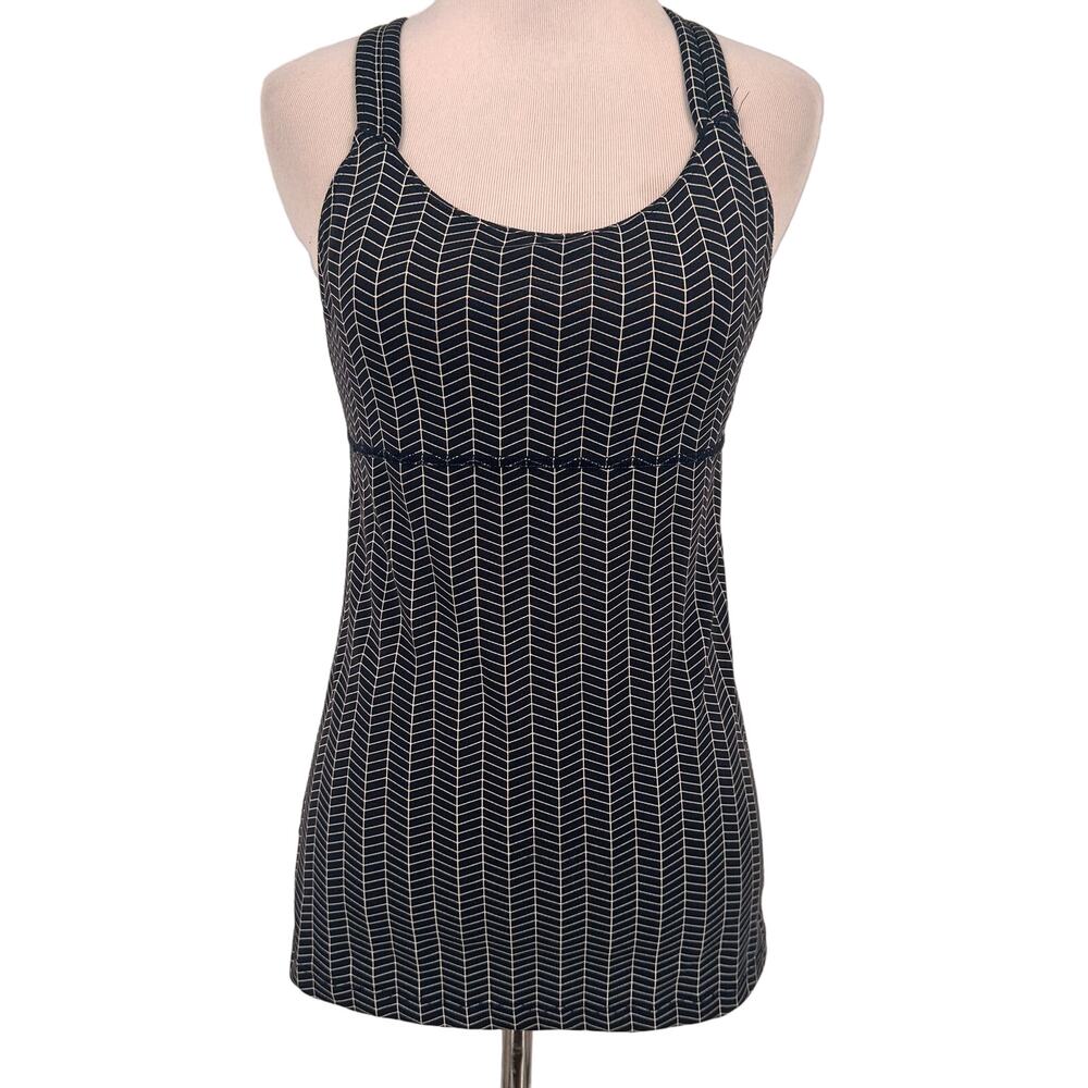 Oiselle Black & White Chevron Zip Zag Workout Tank Size Small